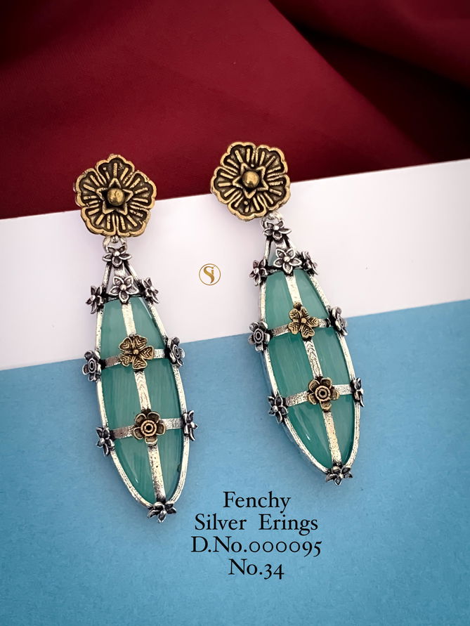 2 Fancy Designer Silver Earrings Wholesale Market In Surat
